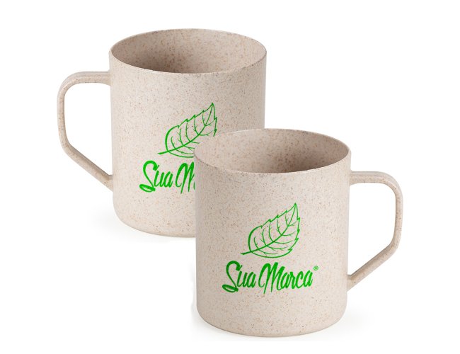 Caneca Ecolgica Personalizada De Fibra De Arroz 400ml