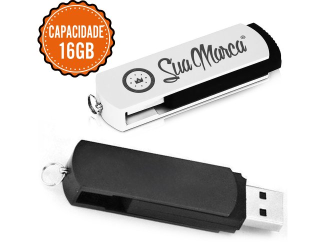 Pen Drive Giratrio Personalizado De Alumnio E Plstico NEW Com Capacidade De 16GB