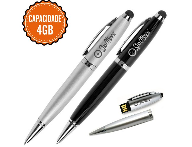 Caneta Pen Drive Personalizada De Metal Com Ponteira Touch Com Capacidade De 4GB