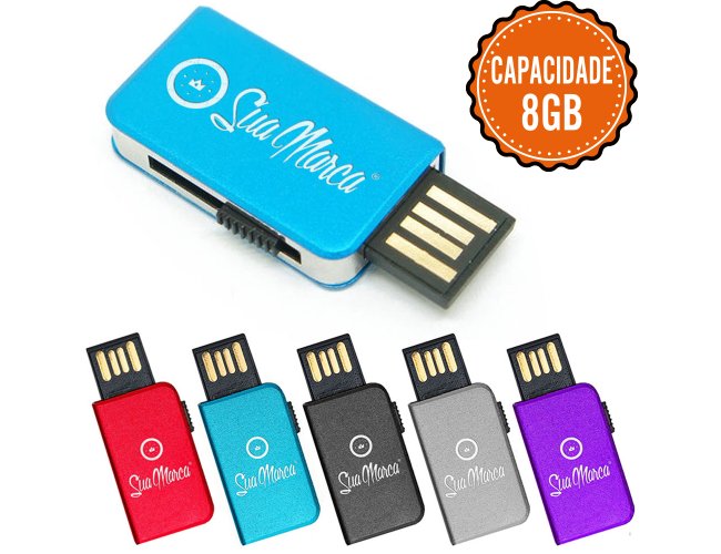 Mini Pen Drive Retrtil Personalizado De Metal BING Com Capacidade De 8GB