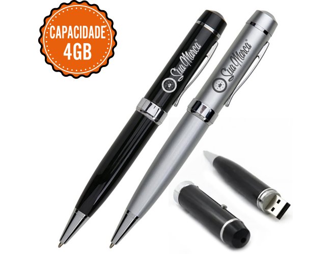 Caneta Pen Drive Personalizada De Metal Com Laser Point E Capacidade De 4GB