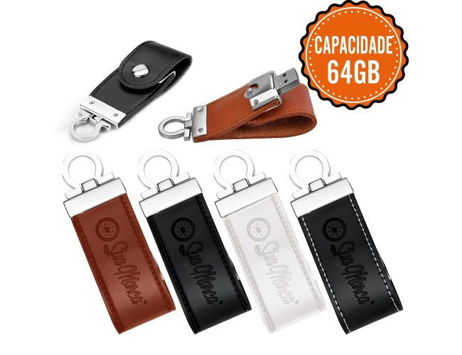 Pen Drive Personalizado De Fivela De Couro Sinttico E Metal Com Capacidade De 64GB