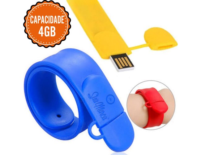 Pulseiras Pen Drive Personalizada Bate-Enrola De Silicone Com Capacidade De 4GB