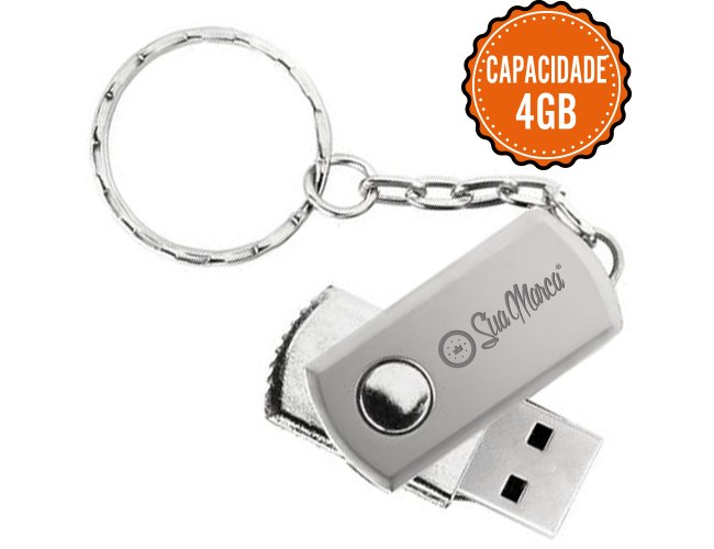 Pen Drive Personalizado Giratrio De Metal Com Argola De Chaveiro IRON E Capacidade De 4GB