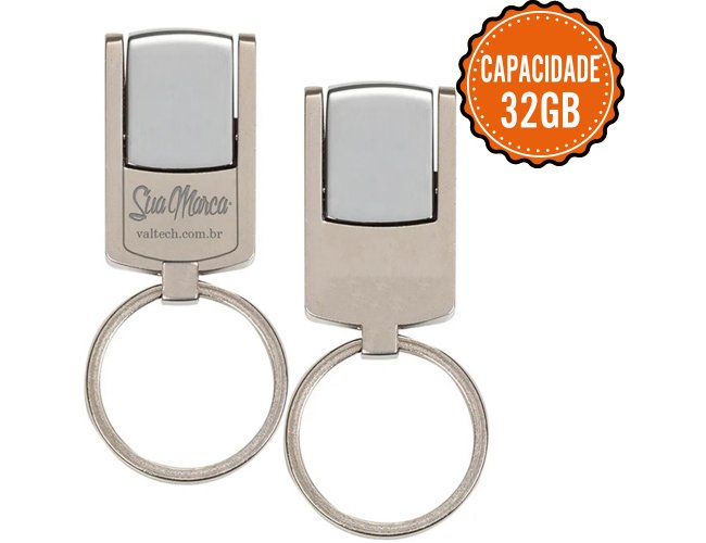 Mini Pen Drive Personalizado De Metal Giratrio Com Argola De Chaveiro Com Capacidade De 32GB