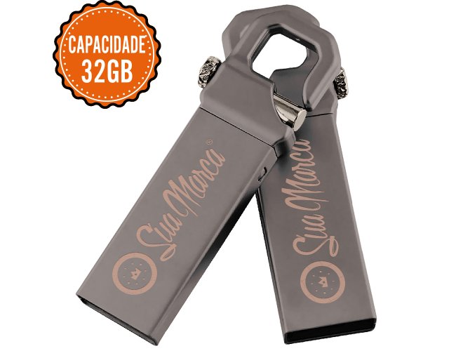 Pen Drive Personalizado De Metal Com Mosqueto E Capacidade De 32GB