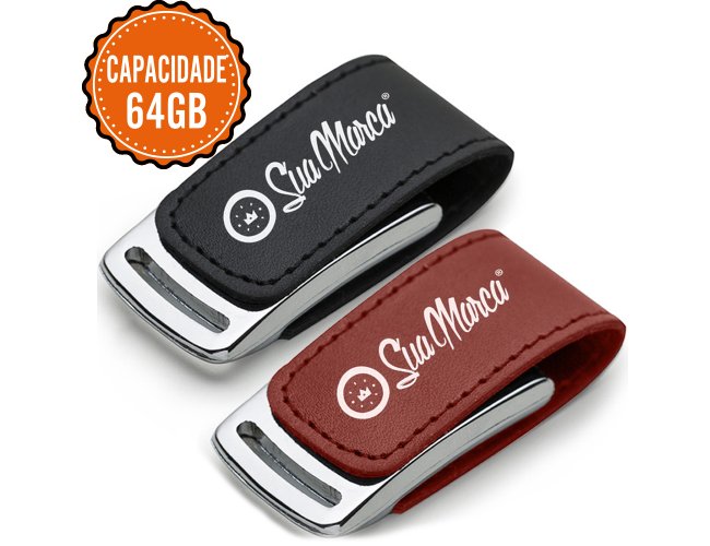 Pen Drive Personalizado De Metal Com Fivela De Couro Sinttico E Capacidade De 64GB