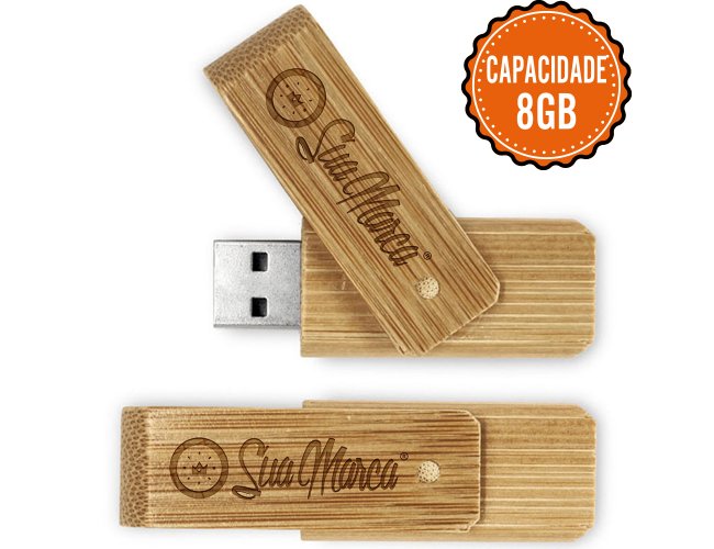 Pen Drives Ecolgico Personalizado Giratrio De Bambu Com Capacidade De 8GB