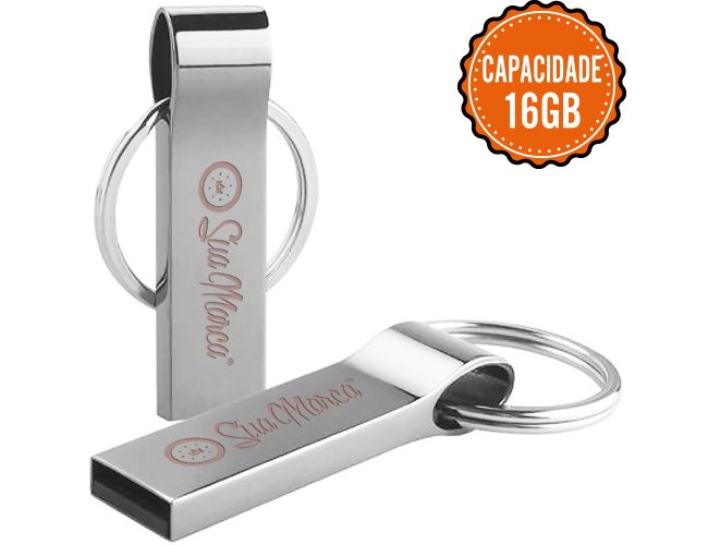 Pen Drive Personalizado De Metal Com Argola De Chaveiro STYLE Com Capacidade De 16GB