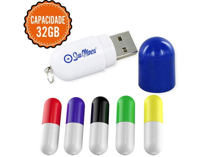 Pen Drive Personalizado Com Formato De Capsula Em Plstico E Capacidade De 32GB