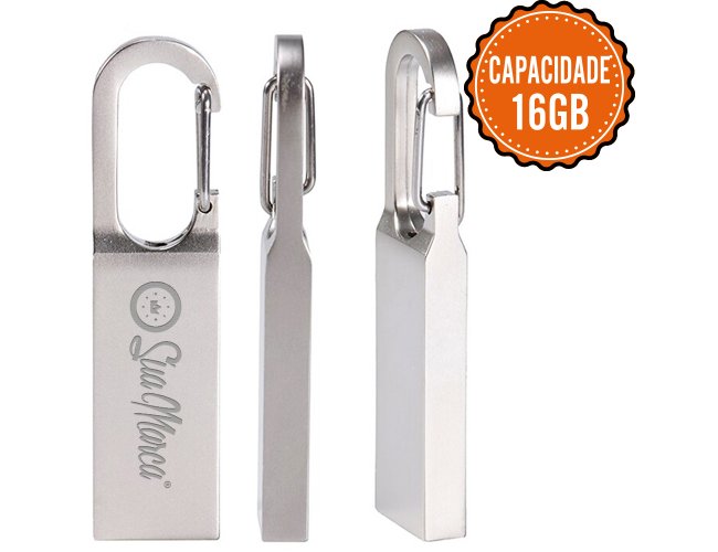 Pen Drive Personalizado De Metal Com Mosqueto E Capacidade De 16GB