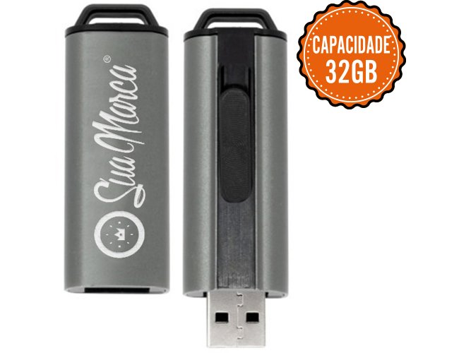 Pen Drive Personalizado Retrtil De Metal E Plstico Com Capacidade De 32GB