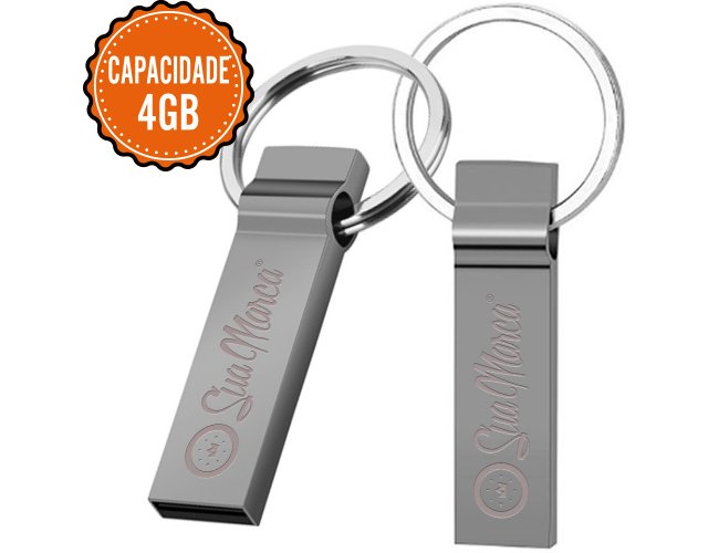 Pen Drive Personalizado Retangular De Metal Com Argola Para Chaveiro Com Capacidade De 4GB